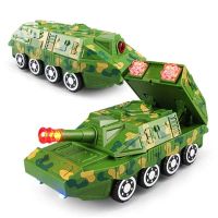 儿童电动变形万向坦克机器人变形导弹车男孩宝宝益智玩具汽车3岁 大号变形导弹车[万向变形声光] 标配(没有电池)