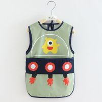 全身防水罩衣加长防脏油画画衣男童反穿衣婴幼儿吃饭护衣女宝围衣 绿色加长款独眼兽 90(建议0-2岁宝宝)