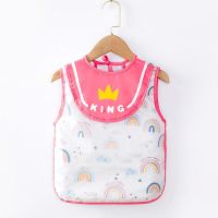 宝宝吃饭罩衣婴儿防水加长儿童围裙画画衣男孩防脏围兜女童反穿衣 A棉布上下兜随机女孩 粉色 90 75-85高