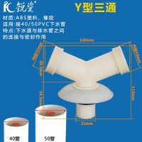 洗衣机排水管地漏三头通面盆池下水管防臭分叉专用接头y型防溢水 Y型三通 不带芯