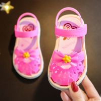 2021新款防滑防踢女童公主鞋宝宝鞋小女孩包头沙滩凉鞋软底学步鞋 玫红 21码/内长13厘米