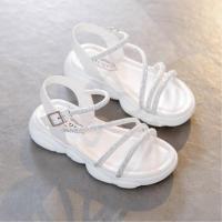 女童凉鞋夏新款凉鞋女学生韩版初中生学生凉鞋中大童水晶凉鞋 小熊底百搭白 26 内长16.7cm