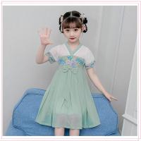 女童汉服夏装连衣裙中国风仙女裙子小女孩雪纺公主裙古装儿童女夏 绿色 120 适合身高110-120