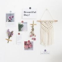 干花卡片墙贴ins背景墙饰北欧桌面布置小挂毯宿舍出租屋改造装饰 水蜜桃款(美好一天)