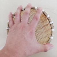 竹编簸箕圆形筲箕竹筛子农家竹制品收纳筐家用有孔水果篮洗菜圆筐 A款外径16高5cm