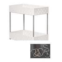 九阳厨房置物架可移动收纳车多层带轮子浴室卧室客餐厅落地缝隙柜 2层厨房置物架配6个挂钩