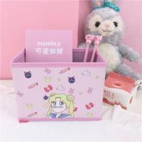 好心情~环保棉线编织收纳筐棉绳手工床头加厚桌面杂物收纳整理盒 粉色随机(11*14cm)