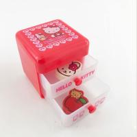 卡通塑料收纳盒透明可爱方形抽屉盒饰品首饰盒珠宝盒文具盒 832K 抽屉 红色 1个