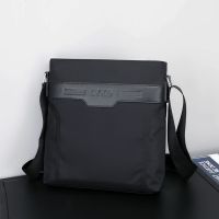 新款男包防水牛津布单肩包斜挎包商务手提公文包男士帆布背包 黑色竖版(单肩包)1