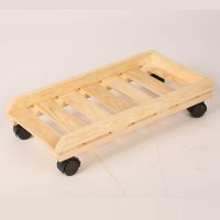 现代简约台式电脑主机托盘滑轮机箱底座简易多功能散热托架带刹车 原木色 长50宽25高10厘米