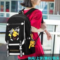 双肩包男士时尚潮流大容量背包旅行休闲韩版初中高中大学生书包女 普通版皮卡丘(不带充电口和耳机口) 单包