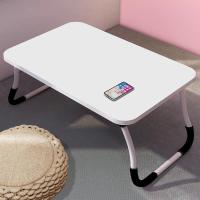 可折叠小桌子电脑桌床上书桌学生宿舍学习桌懒人桌儿童吃饭桌 中号方形平面 珍珠白 60/40