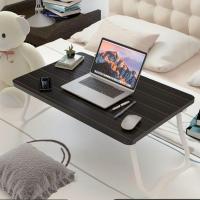 床上电脑桌大学生宿舍上铺懒人可折叠小桌子家用寝室简约学习书桌 黑金丝(方形桌面+U型腿)