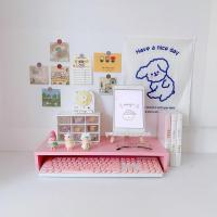 电脑增高架桌面收纳架护颈 ins少女心学生女生书桌置物架桌上书架 A款粉色