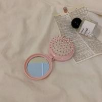 卡通可爱少女气垫气囊梳子小耳朵便携按摩梳个性印花梳迷你小梳子 紫色翻盖-化妆镜