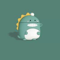 AirPods2耳机套苹果无线蓝牙耳机壳2代硅胶airpodspro可爱卡通3代 绿色萌萌龙 airpods 1/2代通