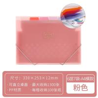 日本国誉KOKUYO手提风琴包文件夹淡彩曲奇竖款大容量A4多层便携学 粉色
