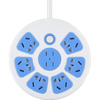 多功能插座带USB防摔家用排插接线板插线板插座转换器无线长线 [6 插位]蓝白圆 无USB 没有线[需要 自己接线]