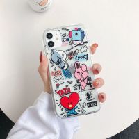 BT21防弹少年团苹果手机壳12Mini/12ProMax/iPhone11/7/8Plus防摔 BT21坐长椅粉兔 苹
