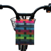 电动车挂兜挂包电瓶车收纳袋自行车前置包摩托车储物兜手机袋通用 七彩格子 13寸