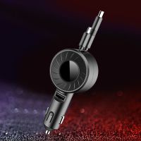 现代朗动悦动瑞纳伊兰特名图新途胜IX35车载快充一拖三伸缩充电器 黑色 自带伸缩快充[安卓+苹果]