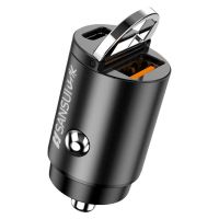 山水无线汽车充电器点烟器转换头PD线快充手机充电一拖二闪充通用 黑色[快充+一拖二+电量保护]