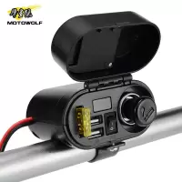 摩托车双USB手机充电器防水快充5V3A多功能电压显示表车载点烟器 双USB充电口/带点烟器
