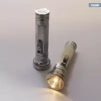 老式凯达牌铁皮手电筒 2节2号电池 黄光 灯丝灯泡手电 胎教调焦 手电(无电池)+3个灯泡