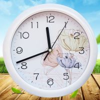 12英寸时尚简约挂钟卧室客厅办公静音时钟挂表个性创意石英钟 25cm出水芙蓉白
