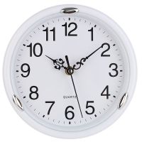 静音挂钟钟表客厅卧室挂表墙上装饰免打孔挂表钟表 21厘米简约白