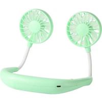 挂脖风扇便捷式迷你小风扇USB可充电制冷大风力懒人随身挂颈脖子 简约版(清新绿)2000容量送数据线