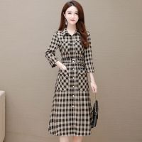 风衣连衣裙秋季新款2021年女装收腰气质女神范过膝格子a字裙衬衫[8月23日发完] 格子 M 90-110斤