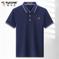 啄木鸟男士短袖polo衫棉质休闲翻领t恤大码夏季半袖宽松透气上衣 OLF-2158藏青色 S 适合90-105斤