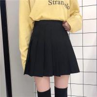 2020新款黑色百褶裙女春夏短裙高腰显瘦a字半身裙学生裤裙子学院 幻夜黑 （自带内衬） XS