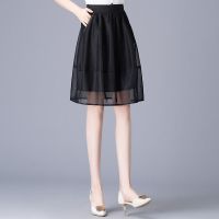 灯笼裙半身裙女夏季薄款2021新款高腰蓬蓬花苞裙显瘦a字裙短裙子 纯黑色 S 建议75-90斤