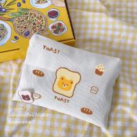 莉莉安|吐司番茄笔袋女生大容量ins刺绣条绒学生手拎款收纳文具袋 吐司熊-扁扁收纳袋