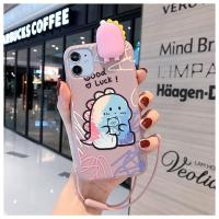 小米11/10/9pro/8se青春防摔手机壳小米CC9/CC9e恐龙化妆镜子软壳 (藕粉)彩色趴趴恐龙+手绳 小米8[