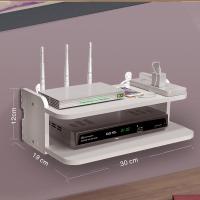 路由器收纳架客厅wifi收纳箱猫电线插板机顶盒置物架壁挂式免打孔 小款30cm(加厚) [无痕钉安装]适用于粉刷墙