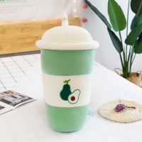 创意水果奶茶杯毛绒玩具可爱公仔布娃娃超软抱枕玩偶女孩生日礼物 绿牛油果奶茶杯 高约40厘米