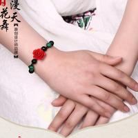 民族风脚链女复古装饰品绿珠玫瑰花个性百搭足链夏季古风脚环脚饰 绿珠玫瑰花(手链)