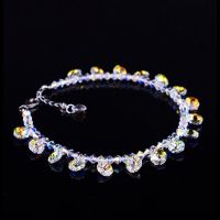 奢华大气闪亮脚链女奥地利水晶非常高档送女友爱人七夕情足链饰品 幸运白彩脚链