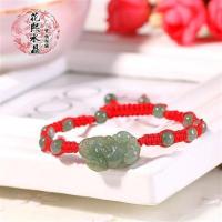 2021属牛本命年时尚脚链防滑腿链手链手绳翡翠玉石貔貅男女情侣款 油青男款脚链红绳