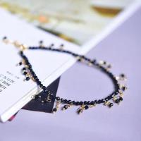 黑尖晶脚链 14k包金流苏款脚链 气质款