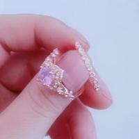 套戒8.8新款女款玫瑰金戒指方形 订婚指环微镶嵌锆石满钻潮手饰品 [一套两个戒指] 145-160斤的选10号