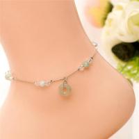 韩版玉脚链女百搭闺蜜玉石脚链女个性学生礼物脚镯清新脚饰脚链 平安圈玉脚链