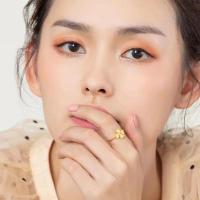 香港代购24.k真金戒指ins女款蝴蝶可调节四叶草新款花型金戒指女 a四叶草(开口可调节)