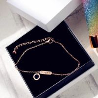 钛钢脚链女不掉色玫瑰金足链韩版简约森系个性潮闺蜜罗马脚踝脖链 罗马牌脚链F0041