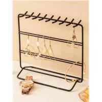 耳环收纳架挂墙首饰架项链耳钉装饰品收纳盒创意大容量展示架家用 桌面首饰架黑色