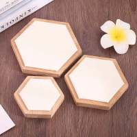 新款竹木六边形三件套饰品戒指耳环项链珠宝首饰展示架陈列道具 竹木三件套白皮