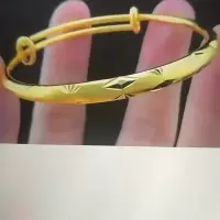 香港免税真金手镯女送老婆镯子母亲节送妈妈礼物送奶奶 菱形手镯推拉 20克